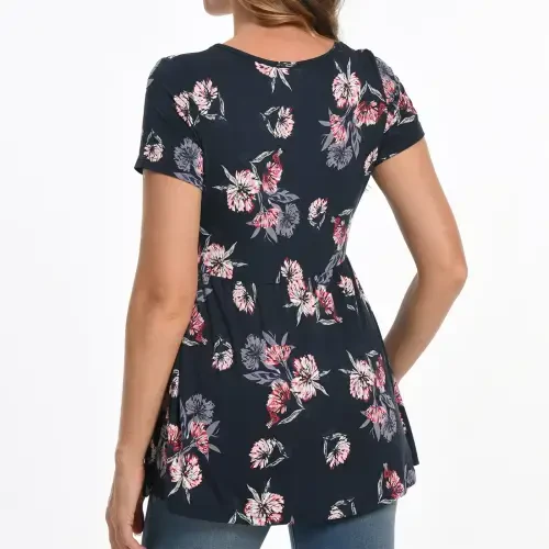 Bearsland Women's Short Sleeve Maternity Shirts Tops Pregnancy Clothes 3-Pack - 6