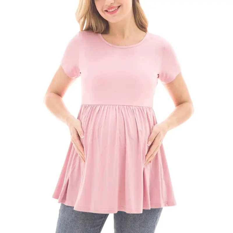 Bearsland Women's Short Sleeve Maternity Shirts Tops Pregnancy Clothes 3-Pack - BEARSLAND