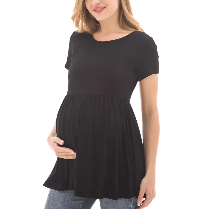 Bearsland Women's Short Sleeve Maternity Shirts Tops Pregnancy Clothes 3-Pack - 2