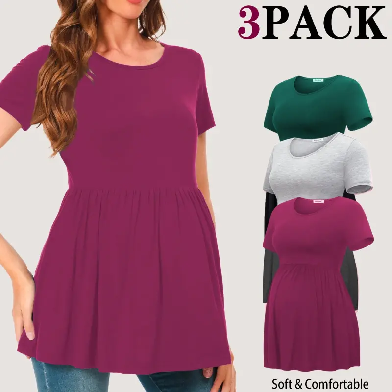 Bearsland Women's Short Sleeve Maternity T-Shirt Pregnancy Clothes- - 2