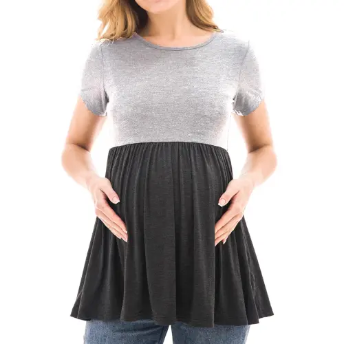 Bearsland Women's Short Sleeve Maternity T-Shirt Pregnancy Clothes- - 4