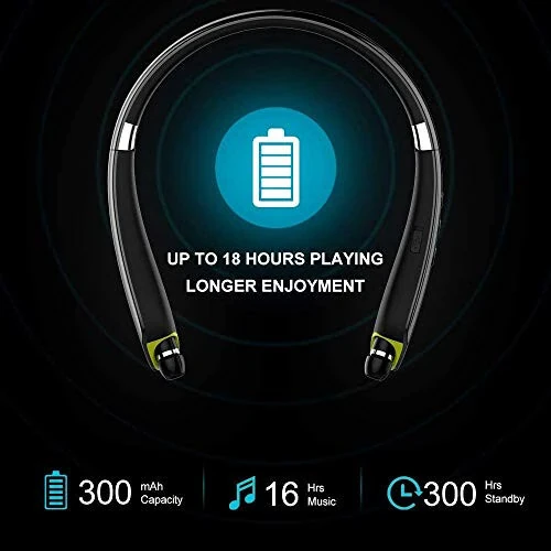 BEARTWO Bluetooth Headphones, Upgraded Foldable Wireless Neckband Headset with Retractable Earbuds, Noise Cancelling Stereo Earphones with Mic for Workout, Running, Driving (with Carry Case) - 9