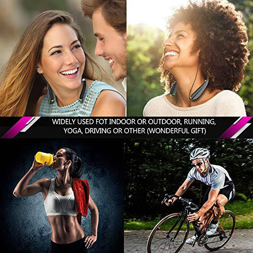 BEARTWO Bluetooth Headphones, Upgraded Foldable Wireless Neckband Headset with Retractable Earbuds, Noise Cancelling Stereo Earphones with Mic for Workout, Running, Driving (with Carry Case) - 5