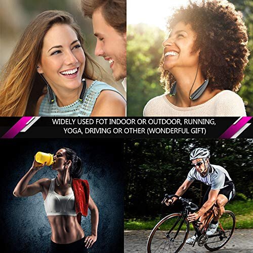 BEARTWO Bluetooth Headphones, Upgraded Foldable Wireless Neckband Headset with Retractable Earbuds, Noise Cancelling Stereo Earphones with Mic for Workout, Running, Driving (with Carry Case) - 5