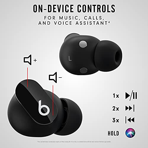 Beats Studio Buds - True Wireless Noise Cancelling Earbuds - Compatible with Apple & Android, Built-in Microphone, IPX4 Rating, Sweat Resistant Earphones, Class 1 Bluetooth Headphones - Black - 5