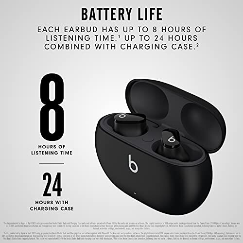 Beats Studio Buds - True Wireless Noise Cancelling Earbuds - Compatible with Apple & Android, Built-in Microphone, IPX4 Rating, Sweat Resistant Earphones, Class 1 Bluetooth Headphones - Black - 6