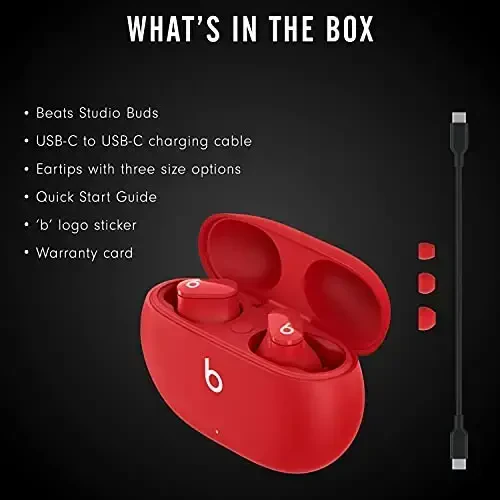 Beats Studio Buds - True Wireless Noise Cancelling Earbuds - Compatible with Apple & Android, Built-in Microphone, IPX4 Rating, Sweat Resistant Earphones, Class 1 Bluetooth Headphones - Red - 6