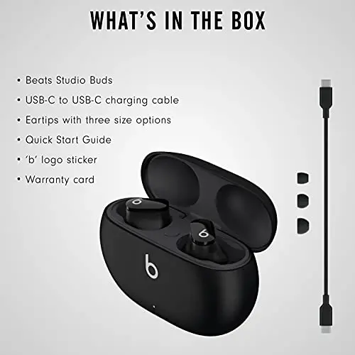 Beats Studio Buds - True Wireless Noise Cancelling Earbuds - Compatible with Apple & Android, Built-in Microphone, IPX4 Rating, Sweat Resistant Earphones, Class 1 Bluetooth Headphones - Black - 6