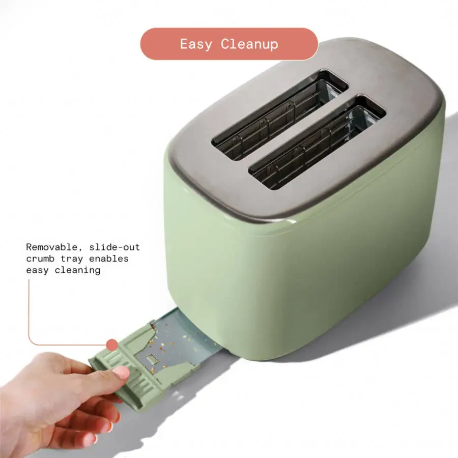 Beautiful 2 Slice Toaster with Touch-Activated Display, Sage Green by Drew Barrymore - 7