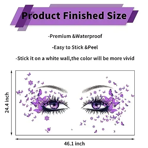 Beautiful Eyelash Eyes Wall Stickers Flying Butterfly Decals Girl Heart Decor Vinyl Art Butterflies Stickers for Women Girls Bedroom Living Room Decoration - 6
