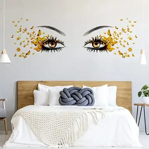 Beautiful Eyelash Eyes Wall Stickers Flying Butterfly Decals Girl Heart Decor Vinyl Art Butterflies Stickers for Women Girls Bedroom Living Room Decoration - X-XDAONL (1)