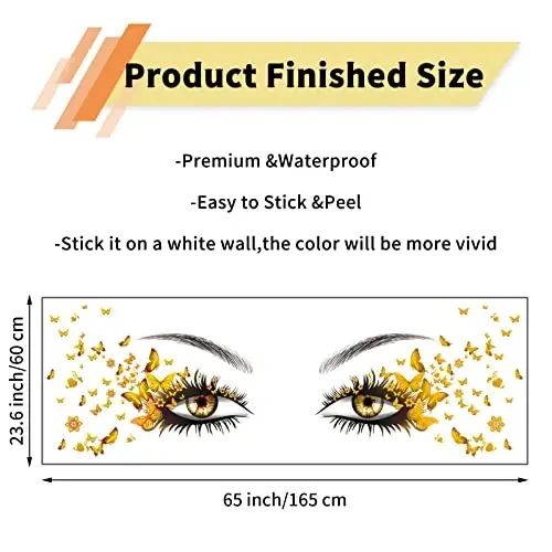 Beautiful Eyelash Eyes Wall Stickers Flying Butterfly Decals Girl Heart Decor Vinyl Art Butterflies Stickers for Women Girls Bedroom Living Room Decoration - 5