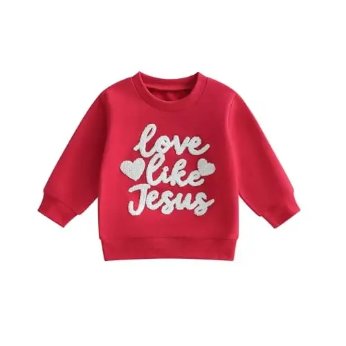 Beautooly Baby Boy Girl Cute Long Sleeve Crew Neck Letters Heart Print Sweatshirt Infant Newborn Valentines Outfit - 1