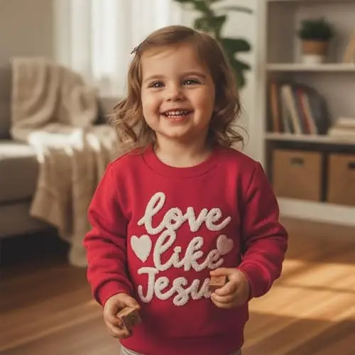 Beautooly Baby Boy Girl Cute Long Sleeve Crew Neck Letters Heart Print Sweatshirt Infant Newborn Valentines Outfit - 4