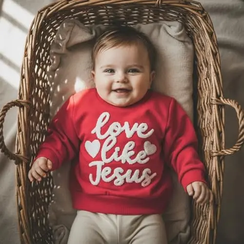 Beautooly Baby Boy Girl Cute Long Sleeve Crew Neck Letters Heart Print Sweatshirt Infant Newborn Valentines Outfit - 5