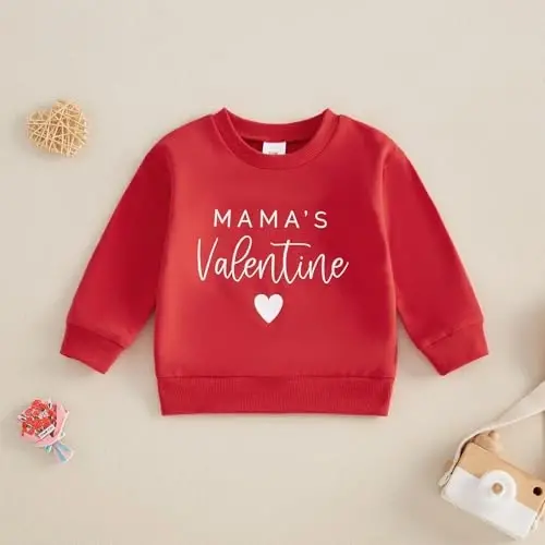 Beautooly Baby Boy Girl Cute Long Sleeve Crew Neck Letters Heart Print Sweatshirt Infant Newborn Valentines Outfit - 2