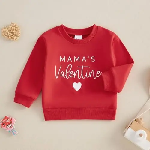 Beautooly Baby Boy Girl Cute Long Sleeve Crew Neck Letters Heart Print Sweatshirt Infant Newborn Valentines Outfit - 3
