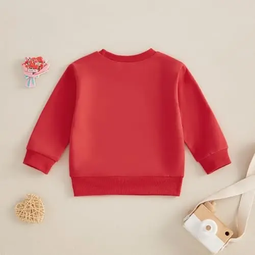 Beautooly Baby Boy Girl Cute Long Sleeve Crew Neck Letters Heart Print Sweatshirt Infant Newborn Valentines Outfit - 4