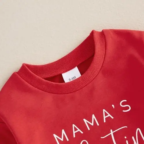 Beautooly Baby Boy Girl Cute Long Sleeve Crew Neck Letters Heart Print Sweatshirt Infant Newborn Valentines Outfit - 5