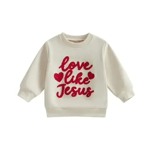 Beautooly Baby Boy Girl Cute Long Sleeve Crew Neck Letters Heart Print Sweatshirt Infant Newborn Valentines Outfit - BEAUTOOLY