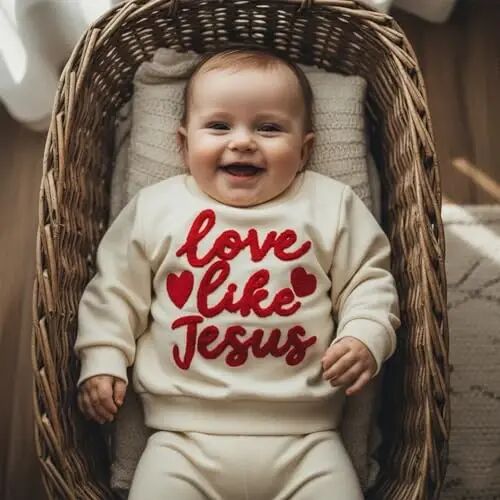 Beautooly Baby Boy Girl Cute Long Sleeve Crew Neck Letters Heart Print Sweatshirt Infant Newborn Valentines Outfit - BEAUTOOLY (1)