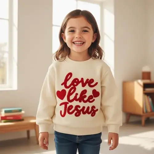Beautooly Baby Boy Girl Cute Long Sleeve Crew Neck Letters Heart Print Sweatshirt Infant Newborn Valentines Outfit - 4