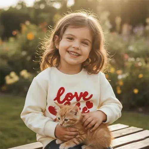 Beautooly Baby Boy Girl Cute Long Sleeve Crew Neck Letters Heart Print Sweatshirt Infant Newborn Valentines Outfit - 6