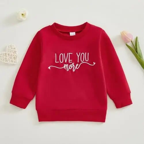 Beautooly Baby Boy Girl Cute Long Sleeve Crew Neck Letters Heart Print Sweatshirt Infant Newborn Valentines Outfit - BEAUTOOLY (1)