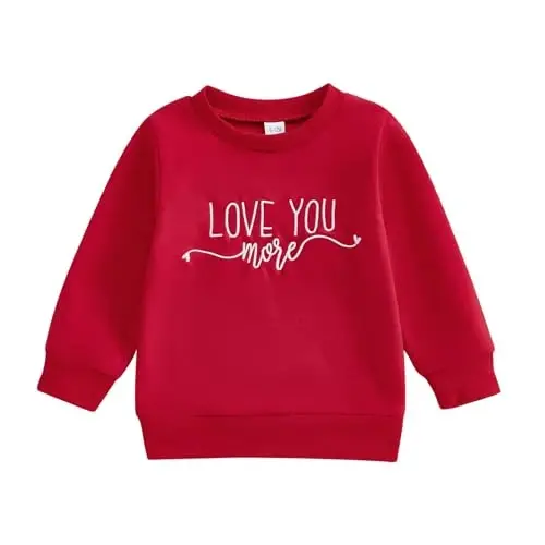 Beautooly Baby Boy Girl Cute Long Sleeve Crew Neck Letters Heart Print Sweatshirt Infant Newborn Valentines Outfit - 1