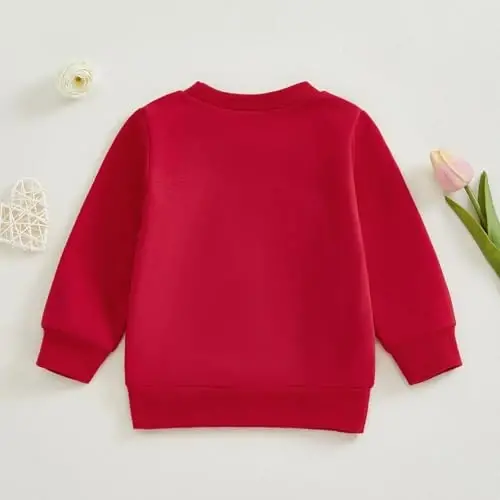 Beautooly Baby Boy Girl Cute Long Sleeve Crew Neck Letters Heart Print Sweatshirt Infant Newborn Valentines Outfit - 4