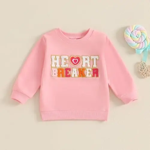 Beautooly Baby Boy Girl Cute Long Sleeve Crew Neck Letters Heart Print Sweatshirt Infant Newborn Valentines Outfit - 3