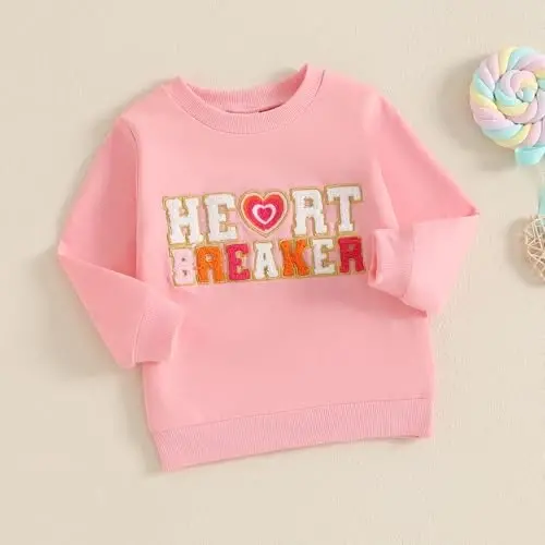 Beautooly Baby Boy Girl Cute Long Sleeve Crew Neck Letters Heart Print Sweatshirt Infant Newborn Valentines Outfit - 4