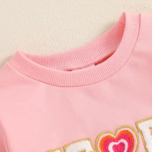 Beautooly Baby Boy Girl Cute Long Sleeve Crew Neck Letters Heart Print Sweatshirt Infant Newborn Valentines Outfit - 6