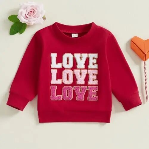 Beautooly Baby Boy Girl Cute Long Sleeve Crew Neck Letters Heart Print Sweatshirt Infant Newborn Valentines Outfit - BEAUTOOLY (1)
