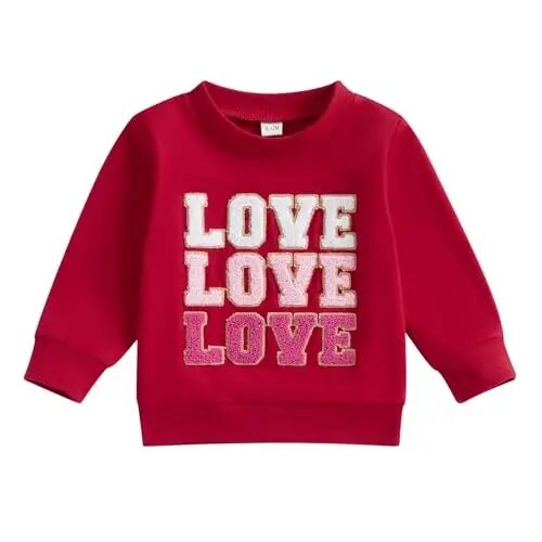 Beautooly Baby Boy Girl Cute Long Sleeve Crew Neck Letters Heart Print Sweatshirt Infant Newborn Valentines Outfit - 1