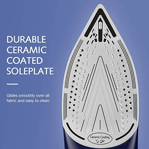 BEAUTURAL Steam Iron for Clothes with Precision Thermostat Dial, Ceramic Coated Soleplate, 3-Way Auto-Off, Self-Cleaning, Anti-Calcium, Anti-Drip Blue - 3