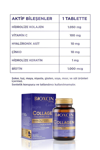 Beauty Collagen 30 Tablets - Type 1 Type 3 Hydrolyzed Collagen - 14