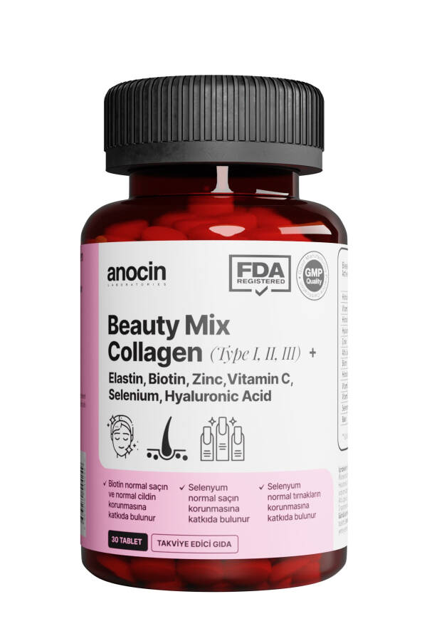 BEAUTY MIX COLLAGEN TYPE I,II,III +ELASTIN,BIOTIN,ZINC, VITAMIN C, SELENIUM, HYALURONIC ACID, COLLAGEN - 1