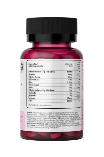 BEAUTY MİX COLLAGEN TİP I,II,III +ELASTİN,BİOTİN,ZİNC, VİTAMİN C, SELENYUM, HYALURONİC ACİD, KOLAJEN - 3