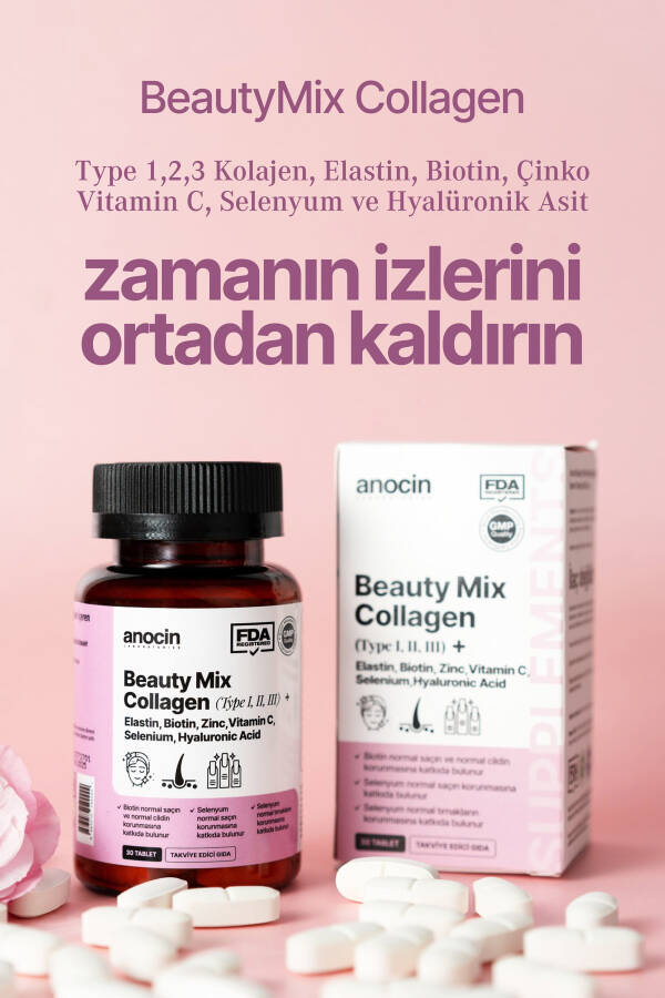 BEAUTY MIX КОЛЛАГЕН ТИП I,II,III +ЭЛАСТИН,БИОТИН,ЦИНК, ВИТАМИН С, СЕЛЕН, ГИАЛУРОНОВАЯ КИСЛОТА, КОЛЛАГЕН - 2