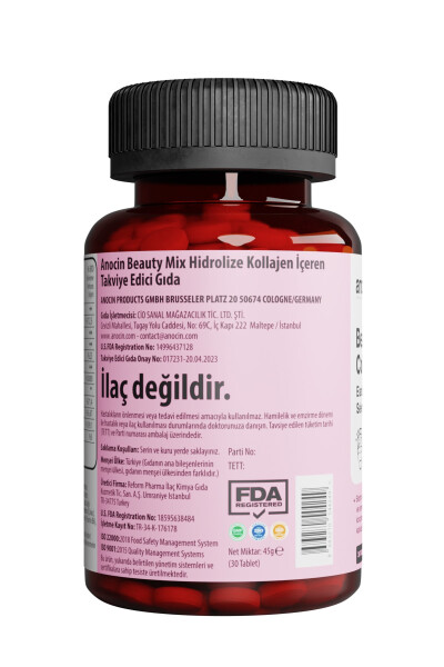 BEAUTY MIX KOLLAGEN TIP I,II,III +ELASTIN,BIOTIN,TSINK, VITAMIN C, SELEN, GIALURON KISLOTASI, KOLLAGEN - 6