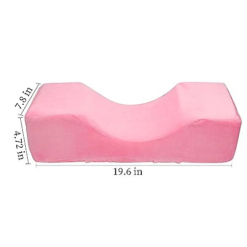 Beauty Salon Eyelash Extension Neck Pillow - Comfortable Velvet Beauty Memory Foam Pillow, Eyelash Pillow Grafted Eyelash Curve Pillow with Makeup Pocket to Protect Neck (Pink) - 3