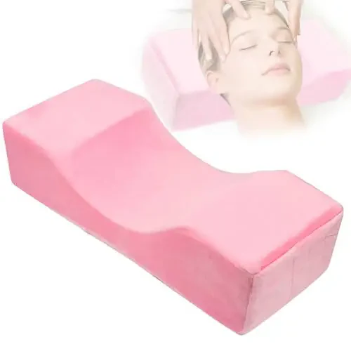 Beauty Salon Eyelash Extension Neck Pillow - Comfortable Velvet Beauty Memory Foam Pillow, Eyelash Pillow Grafted Eyelash Curve Pillow with Makeup Pocket to Protect Neck (Pink) - 5