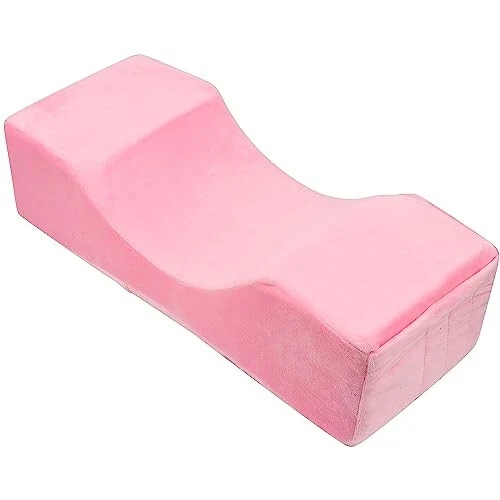 Beauty Salon Eyelash Extension Neck Pillow - Comfortable Velvet Beauty Memory Foam Pillow, Eyelash Pillow Grafted Eyelash Curve Pillow with Makeup Pocket to Protect Neck (Pink) - myaokue-up