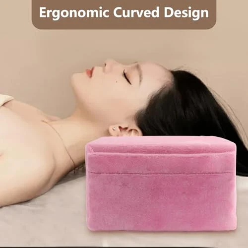 Beauty Salon Eyelash Extension Neck Pillow - Comfortable Velvet Beauty Memory Foam Pillow, Eyelash Pillow Grafted Eyelash Curve Pillow with Makeup Pocket to Protect Neck (Pink) - 7