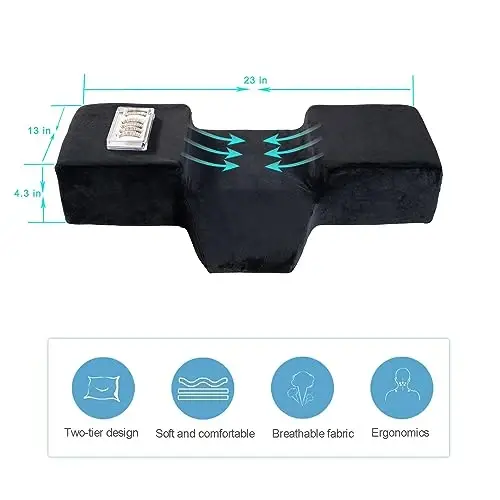 Beauty Salon Eyelash Extension Pillow Memory Foam Lash Pillow with Velvet Pillowcase Ergonomic Curve Improve Cervical Pillows for Neck Pain(Black) - 2