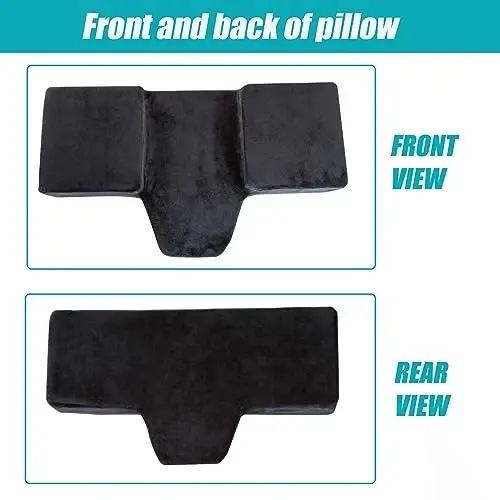 Beauty Salon Eyelash Extension Pillow Memory Foam Lash Pillow with Velvet Pillowcase Ergonomic Curve Improve Cervical Pillows for Neck Pain(Black) - 3