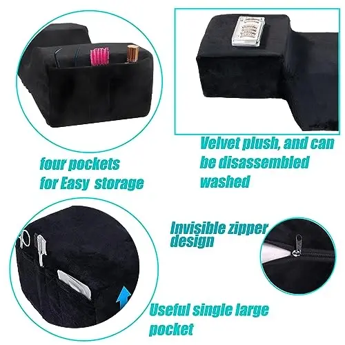 Beauty Salon Eyelash Extension Pillow Memory Foam Lash Pillow with Velvet Pillowcase Ergonomic Curve Improve Cervical Pillows for Neck Pain(Black) - 5