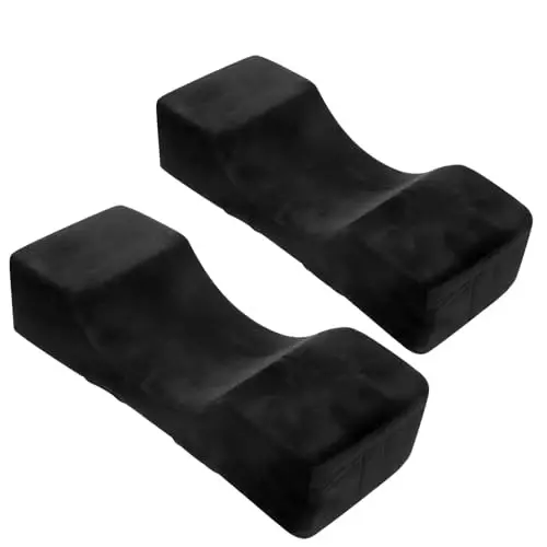 Beauty Salon Eyelash Extension Velvet Lash Pillow Beauty Salon Memory Foam Neck Pillow for Lash Extension Grafting Make Up Side Pockets for Tools(Black,2Pack) - 1
