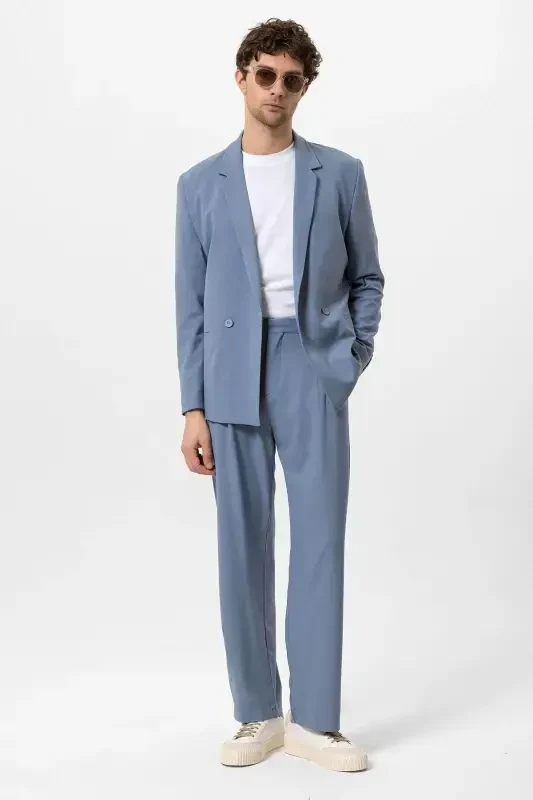 Beba ko'k bitta tugmali ikki qatorli erkaklar blazer ko'ylagi - Beba ko'k - 5